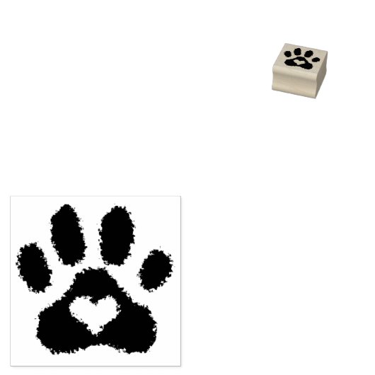 KiniArt Paw Print Heart Rubberstempel (Gestempeld)