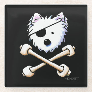 KiniArt Pirate Westie Crossbones Onderzetter Glazen Onderzetter