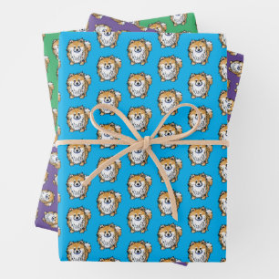KiniArt Pom Wrapping Paper Flat Sheet Set van 3