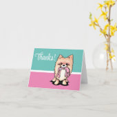 KiniArt Pomeranian Carte de remerciements (Fleur jaune)