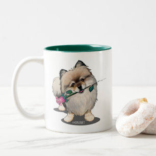 KiniArt Pomeranian Walter Portret Tweekleurige Koffiemok