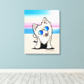 KiniArt Pommeren Dog Beach Canvas Afdruk (Insitu (Houten vloer))