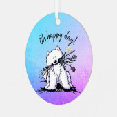 KiniArt Samoyed Classic Round Sticker Metalen Ornament (Voorkant links)