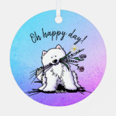 KiniArt Samoyed Classic Round Sticker Metalen Ornament (Achterkant)