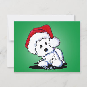 KiniArt Santa Westie Dog kerstflat-Kaart Feestdagenkaart