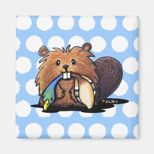 KiniArt Schattige Bever Magneet