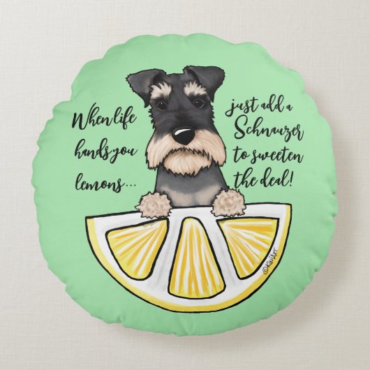 KiniArt Schnauzer Life Lemons Accent Coussin (Devant)