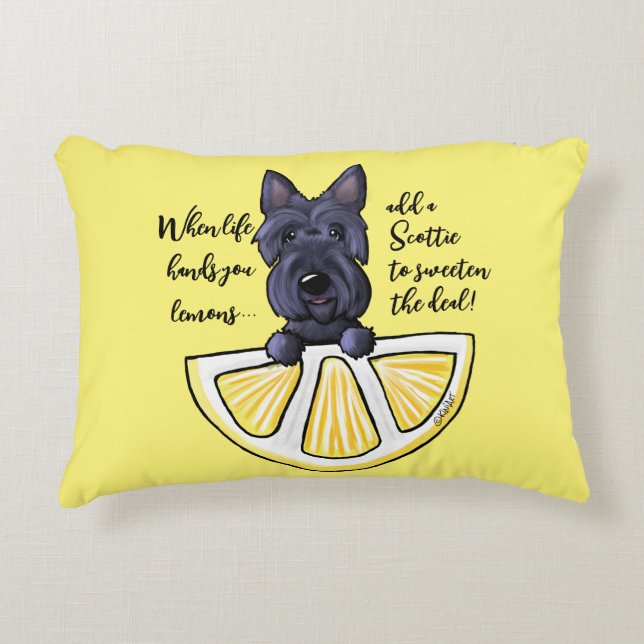 KiniArt Scottie Life Lemons Accent Coussin (Devant)