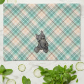 KiniArt Scottie sur Marina Plaid Serviette de cuis (Plié)