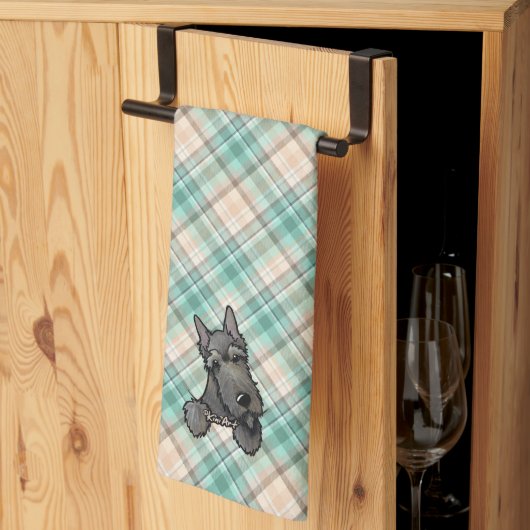 KiniArt Scottie sur Marina Plaid Serviette de cuis (Pliage en tiers)