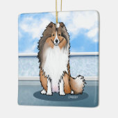 KiniArt Sheltie Square Wall Clock Keramisch Ornament (Links)