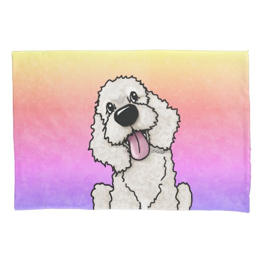 KiniArt Smiling Doodle Dog Kussensloop (Voorkant)