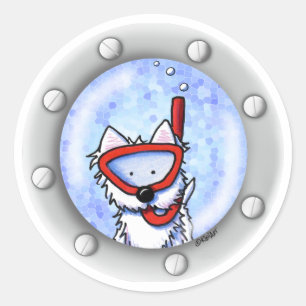 KiniArt Snorkel Westie Porthole Ronde Sticker