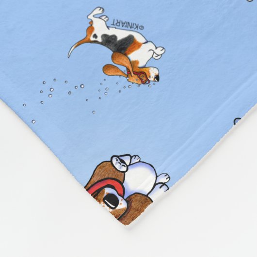 KiniArt Snorkeling Basset Hounds Sherpa Blanket Fleece Deken (Hoek)