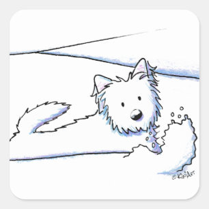 KiniArt Snow Plough Westie Vierkante Sticker