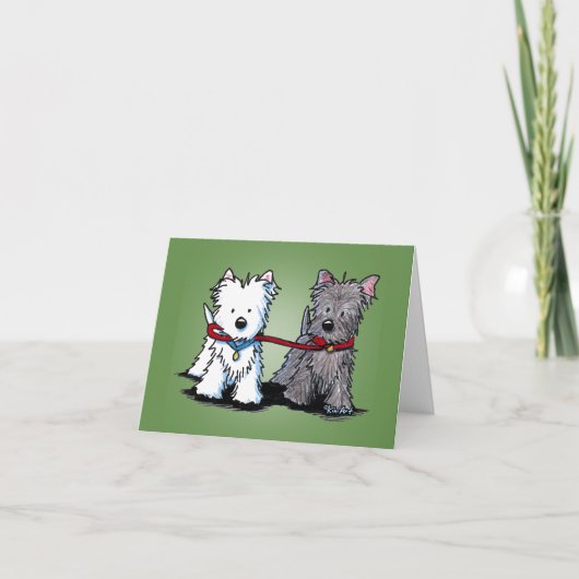 KiniArt Terrier Walking Buddies Carte de voeux (Devant)