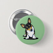 KiniArt Tri Curious Corgi Button (Voorkant /achterkant)