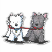 KiniArt Walking Terrier Duo Vinyl Sticker (Devant)