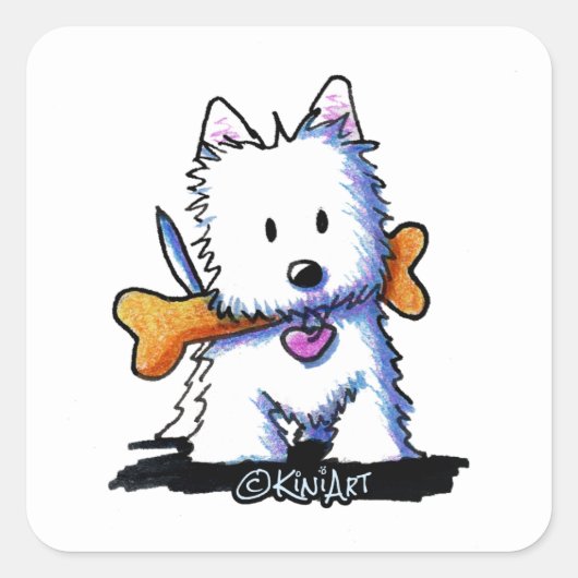 KiniArt Website met Bone Vierkante Sticker (Voorkant)