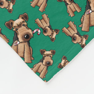 KiniArt Welsh Terrier Kerst Fleece Deken