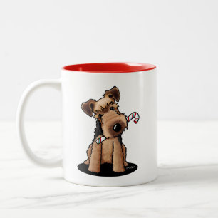 KiniArt Welsh Terrier Kerst Tweekleurige Koffiemok