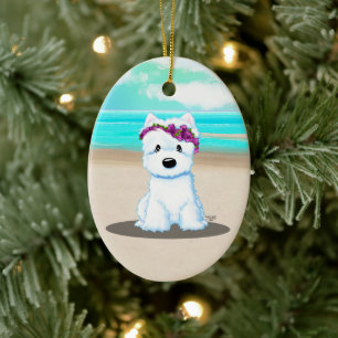 KiniArt ™️ Westie Beach Blossom Keramisch Ornament