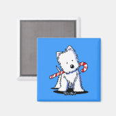 KiniArt Westie Candy Cane Cutie Magnet Magneet (Voorkant / Achterkant)