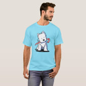 KiniArt Westie Candy Cane Cutie T-shirt (Voorkant volledig)