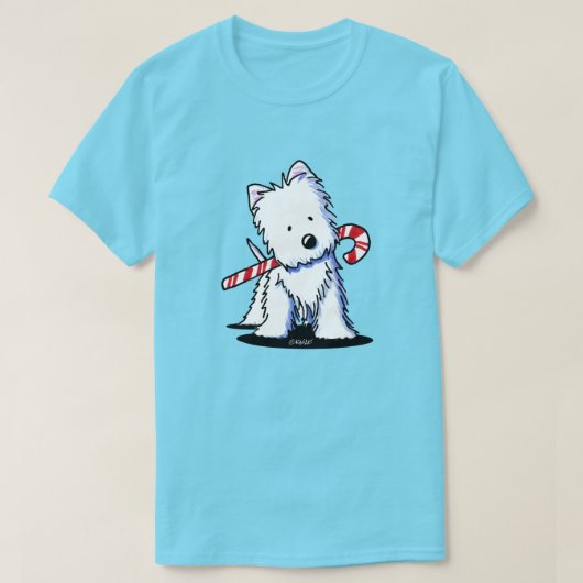 KiniArt Westie Candy Cane Cutie T-shirt (Design voorkant)