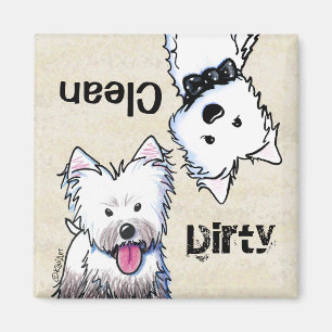KiniArt Westie Clean Dirty Dishwasher magnet Magneet