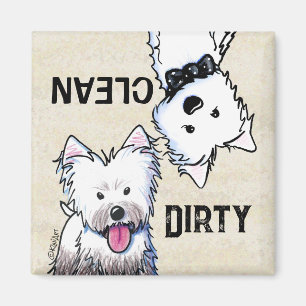 KiniArt Westie Clean Dirty Dishwasher magnet Magneet