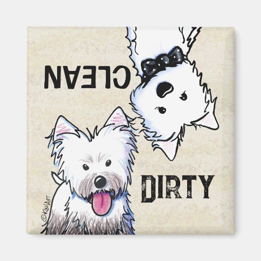 KiniArt Westie Clean Dirty lave-vaisselle aimant (Devant)