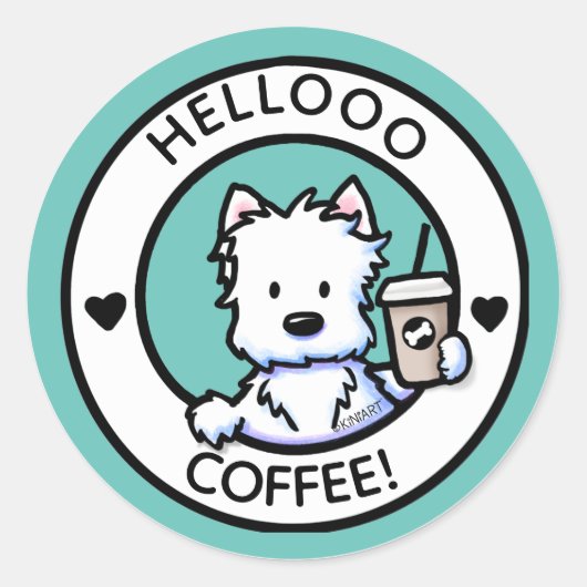 KiniArt Westie Coffee Stickers (Voorkant)