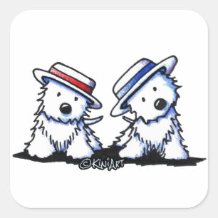 KiniArt Westie Dancing Duo Vierkante Sticker