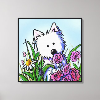 KiniArt Westie Dog Garden Helper Canvas Afdruk