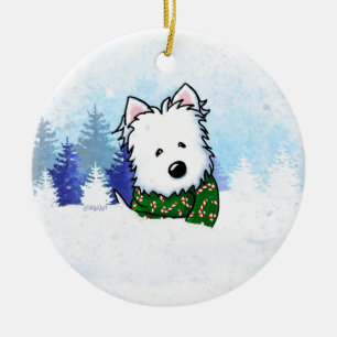 KiniArt Westie Dog Kerstmis Keramisch Ornament