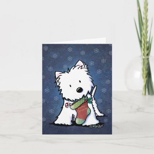 KiniArt Westie Festive Cartes de Noël (Devant)