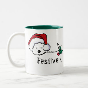 KiniArt Westie Festive kerstMok Tweekleurige Koffiemok