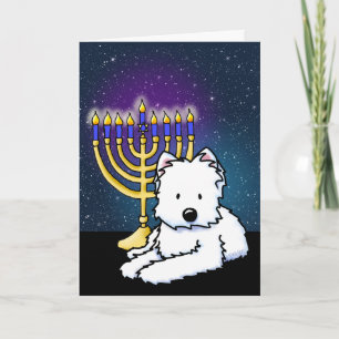 KiniArt Westie Hanukkah Menorah Kaart