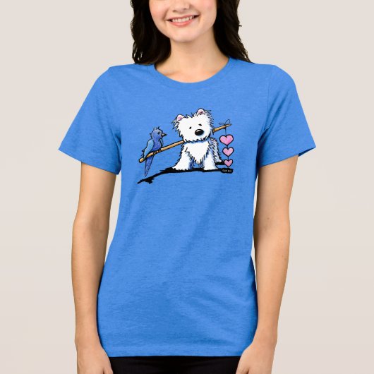 KiniArt Westie Heartstrings Tri-Blend Shirt (Voorkant)