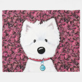 KiniArt Westie Impressions Floral Fleece Blanket (Voorkant (Horizontaal))