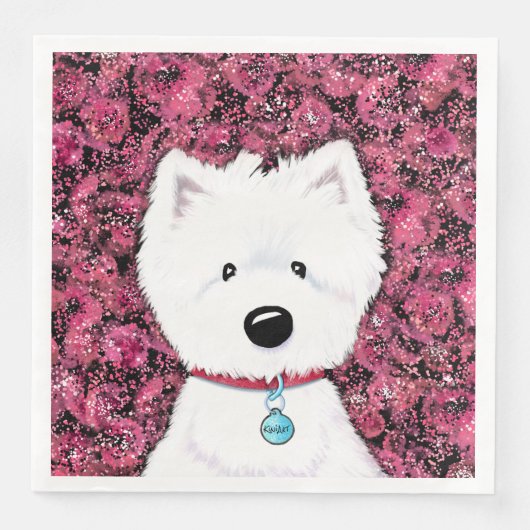 KiniArt Westie Impressions Floral Servet (Voorkant)