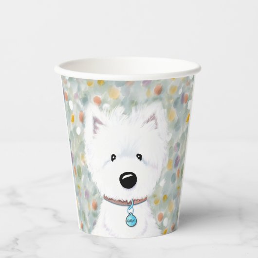 KiniArt Westie Impressions Paper Cups Papieren Bekers (Voorkant)