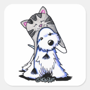 KiniArt Westie Kat Vierkante Sticker