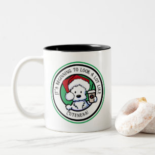 KiniArt Westie-kerstkoffie Tweekleurige Koffiemok