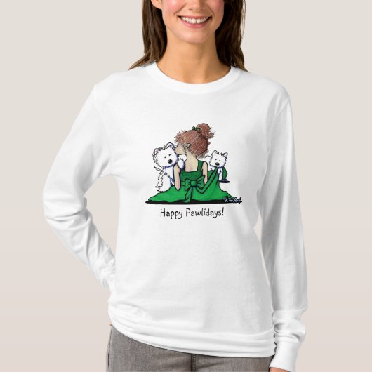 KiniArt Westie Kerstkusjes T-shirt (Voorkant)
