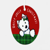 KiniArt Westie Kerstmis Metalen Ornament (Voorkant links)