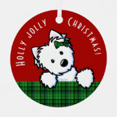 KiniArt Westie Kerstmis Metalen Ornament (Voorkant)