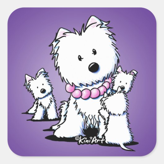 KiniArt Westie Mam & Pups Stickers (Voorkant)