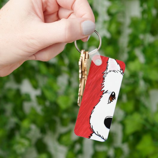 KiniArt Westie over rood Sleutelhanger (Hand)